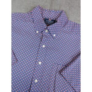 Vineyard Vines Shirt Men L Slim Fit Murray Patriotic Button Up American Flag AOP